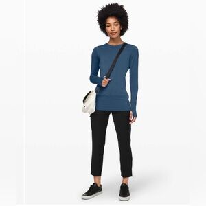 Lululemon Rule the Day Long Sleeve Code Blue Comfort Stretch Anti Stink M?
